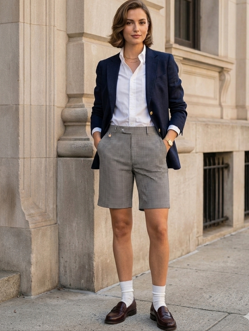 Tommy Hilfiger Gingham Heritage Plaid Chino Shorts - Black & White - Size 6